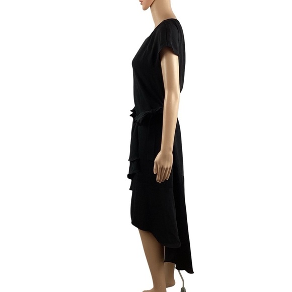 Laundry by Shelli Segal Black High-Low Ruffle Hem Belted Dress Size 4 - Picture 4 of 7